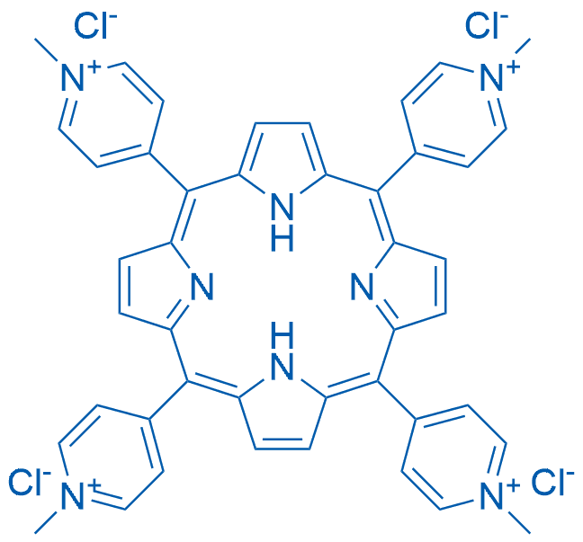 5,10,15,20-四(1-甲基吡啶鎓-4-基)卟啉四氯化物 分子结构式