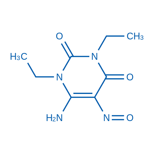 6-氨基-1,3-二乙基-5-亚硝基嘧啶-2,4(1H,3H)-二酮 分子结构式
