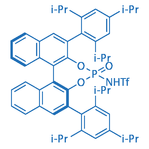 (11bS)-1,1,1-三氟-N-(4-氧化-2,6-双(2,4,6-三异丙基苯基)二萘并[2,1-d:1',2'-f][1,3,2]二氧磷杂环庚烯-4-基)甲磺酰胺 分子结构式