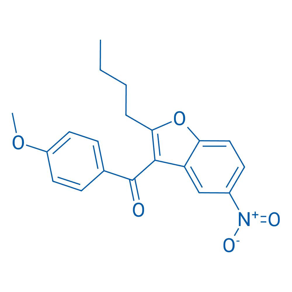 (2-丁基-5-硝基苯并呋喃-3-基)(4-甲氧基苯基)甲酮 分子结构式