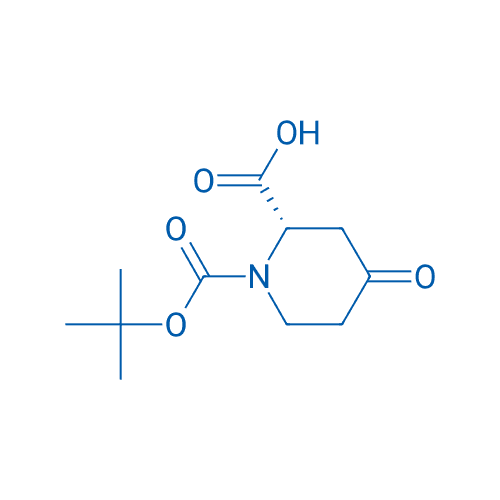 (S)-1-叔丁氧基羰基-4-氧代哌啶-2-甲酸 分子结构式