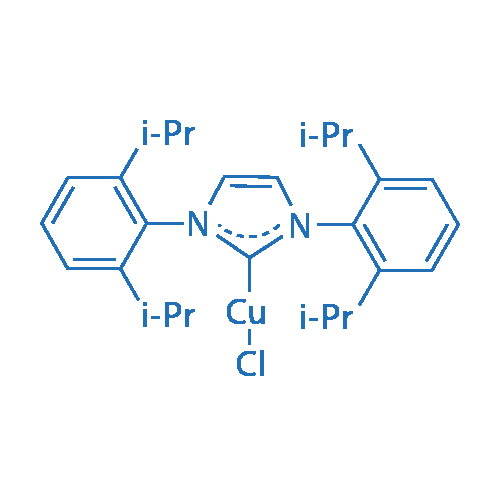 [1,3-双(2,6-二异丙基苯基)咪唑-2-亚基]氯化铜 分子结构式