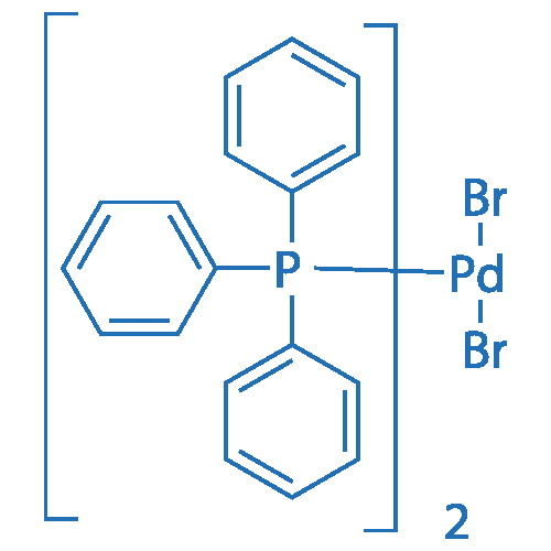 反式-二溴双(三苯基膦)钯(II) 分子结构式