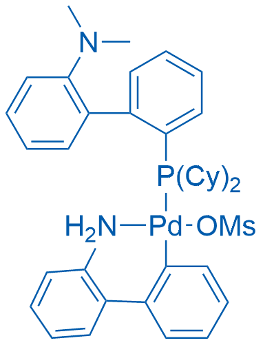 甲磺酸[2-(二环己基膦基)-2'- (N,N-二甲基氨基)-1,1'-联苯](2'-氨基-1,1'-联苯-2-基)钯(II) 分子结构式
