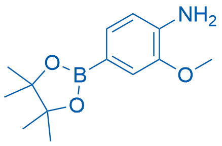 2-甲氧基-4-(4,4,5,5-四甲基-1,3,2-三氧杂硼戊环-2-基)苯胺 分子结构式