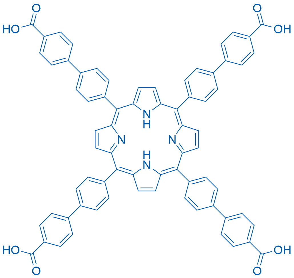 4',4''',4''''',4'''''''-(21H,23H-卟吩-5,10,15,20-四基)四[[1,1'-联苯]-4-羧酸] 分子结构式