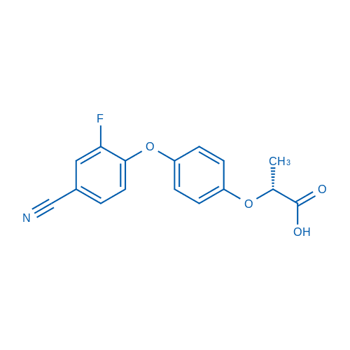 (R)-2-(4-(4-氰基-2-氟苯氧基)苯氧基)丙酸 分子结构式