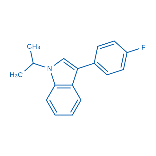 1-异丙基-3-(4-氟苯基)吲哚 分子结构式