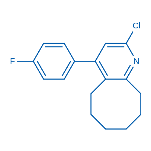 2-氯-4-(4-氟苯基)-5,6,7,8,9,10-六氢环辛烷并[b]吡啶 分子结构式