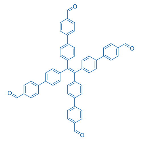 4',4''',4''''',4'''''''-(1,2-乙烯二基亚基)四[1,1'-联苯]-4-甲醛 分子结构式