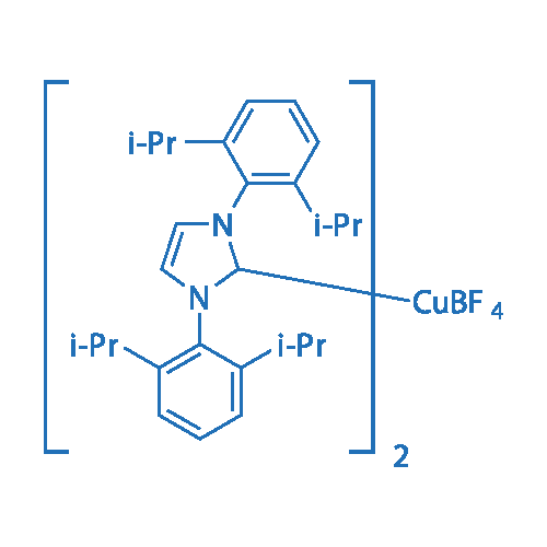 双(1,3-双(2,6-二异丙基苯基)咪唑-2-亚基)铜(I)四氟硼酸盐 分子结构式