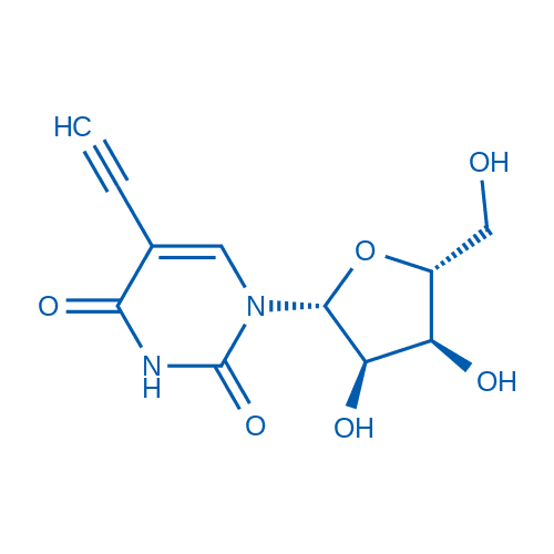 1-((2R,3R,4S,5R)-3,4-二羟基-5-(羟甲基)四氢呋喃-2-基)-5-乙炔基嘧啶-2,4(1H,3H)-二酮 分子结构式