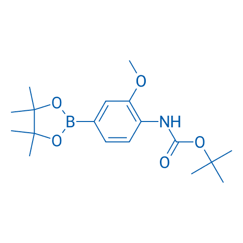 4-(叔丁氧羰氨基)-3-甲氧基苯硼酸频那醇酯 分子结构式