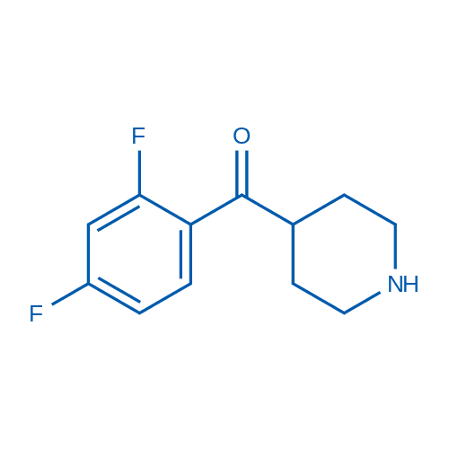 (2,4-二氟苯基)(哌啶-4-基)甲酮 分子结构式