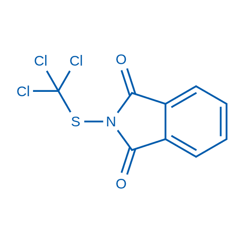2-(三氯甲基)硫代)异吲哚啉-1,3-二酮 分子结构式