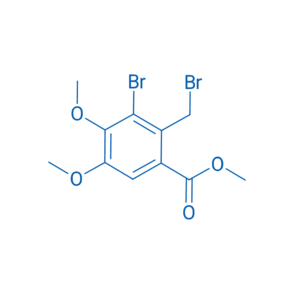 3-溴-2-(溴甲基)-4,5-二甲氧基苯甲酸甲酯 分子结构式