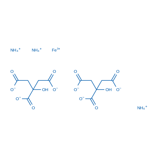 2-羟基-1,2,3-丙三羧酸铁(III)铵盐 分子结构式