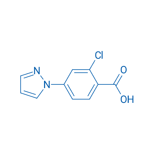 2-氯-4-(1H-吡唑-1-基)苯甲酸 分子结构式
