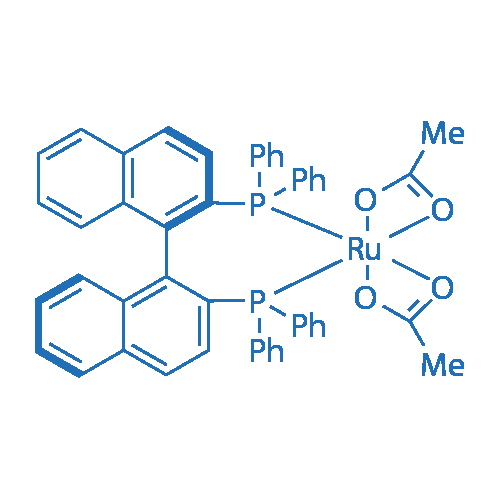 二乙酸[(R)-(+)-2,2'-双(二苯基膦)-1,1'-联萘基]钌 分子结构式