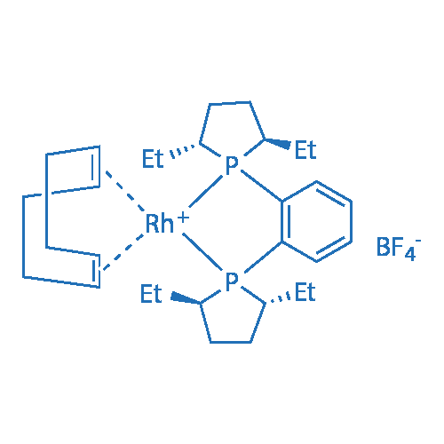 1,2-双[(2R,5R)-2,5-二乙基磷杂环戊烷基]苯(1,5-环辛二烯)铑(I) 四氟硼酸盐 分子结构式