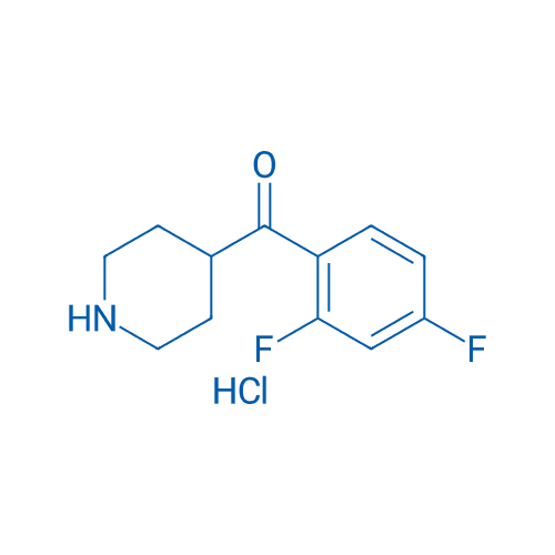 4-(2,4-二氟苯甲酰基)-哌啶盐酸盐 分子结构式