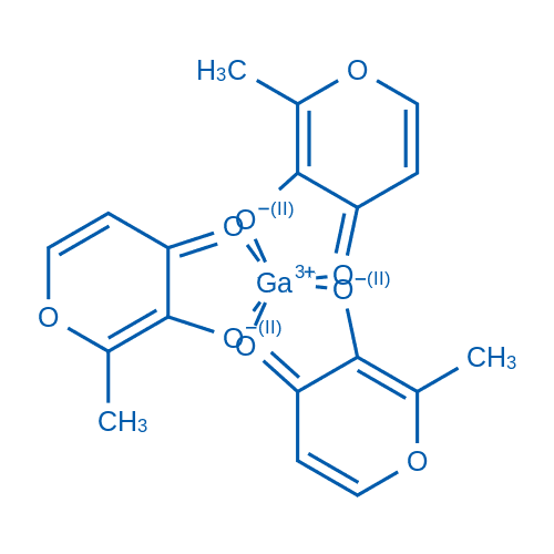 三(2-甲基-3-羟基-4-吡喃酮)镓盐 分子结构式