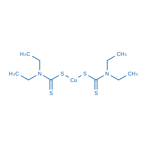 二乙基二硫代氨基甲酸铜(II) 分子结构式