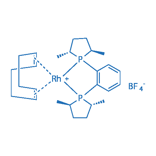 (-)-1,2-双((2R,5R)-2,5-二甲基磷杂环戊烷)苯(1,5-环辛二烯)铑(I)四氟硼酸盐 分子结构式