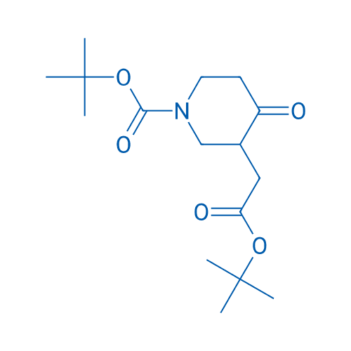 3-(2-叔丁氧基-2-氧代乙基)-4-氧代哌啶-1-羧酸叔丁酯 分子结构式