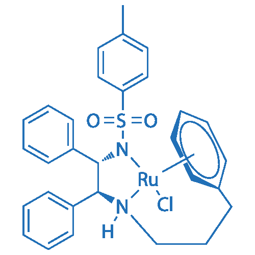 {N-[3-(η6-苯基)丙基]-[(1S-2S)-1,2-二苯基-1-4-甲基苯磺酰氨基(kN)-乙基-2-氨基-(kN)]}钌(II ) 分子结构式