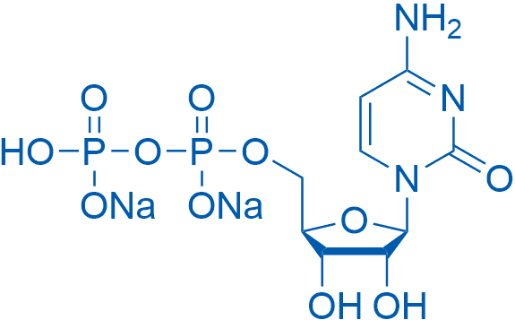 ((2R,3S,4R,5R)-5-(4-氨基-2-氧代嘧啶-1(2H)-基)-3,4-二羟基四氢呋喃-2-基)甲基三氢二磷酸二钠盐 分子结构式