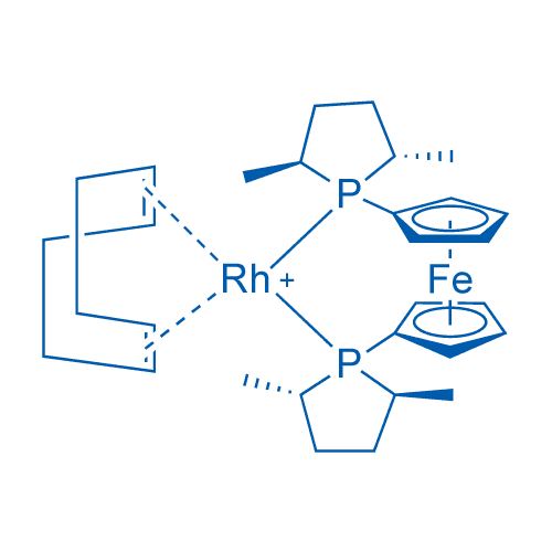 1,1'-双[(2S,5S)-2,5-二甲基膦]二茂铁(1,5-环辛二烯)铑(I) 分子结构式