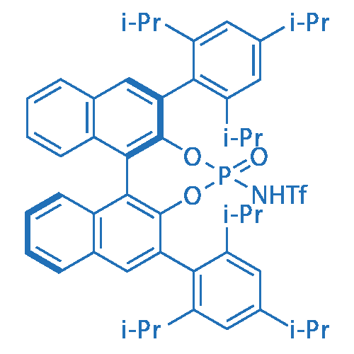 (11bR)-1,1,1-三氟-N-(4-氧化-2,6-双(2,4,6-三异丙基苯基)二萘并[2,1-d:1',2'-f][1,3,2]二氧杂磷杂环庚三烯-4-基)甲磺酰胺 分子结构式