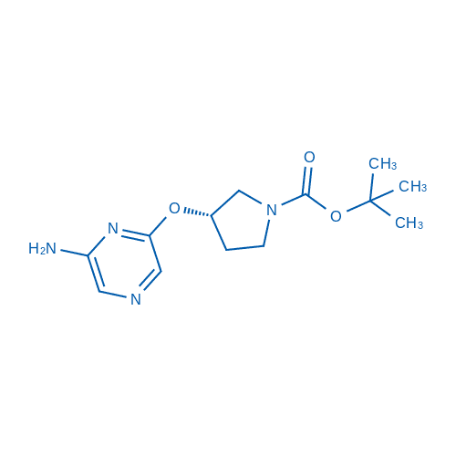 (S)-3-((6-氨基吡嗪-2-基)氧基)吡咯烷-1-甲酸叔丁酯 分子结构式