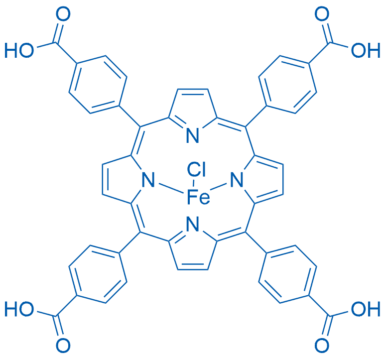 meso-四(4-羧基苯基)卟吩氯化铁 分子结构式