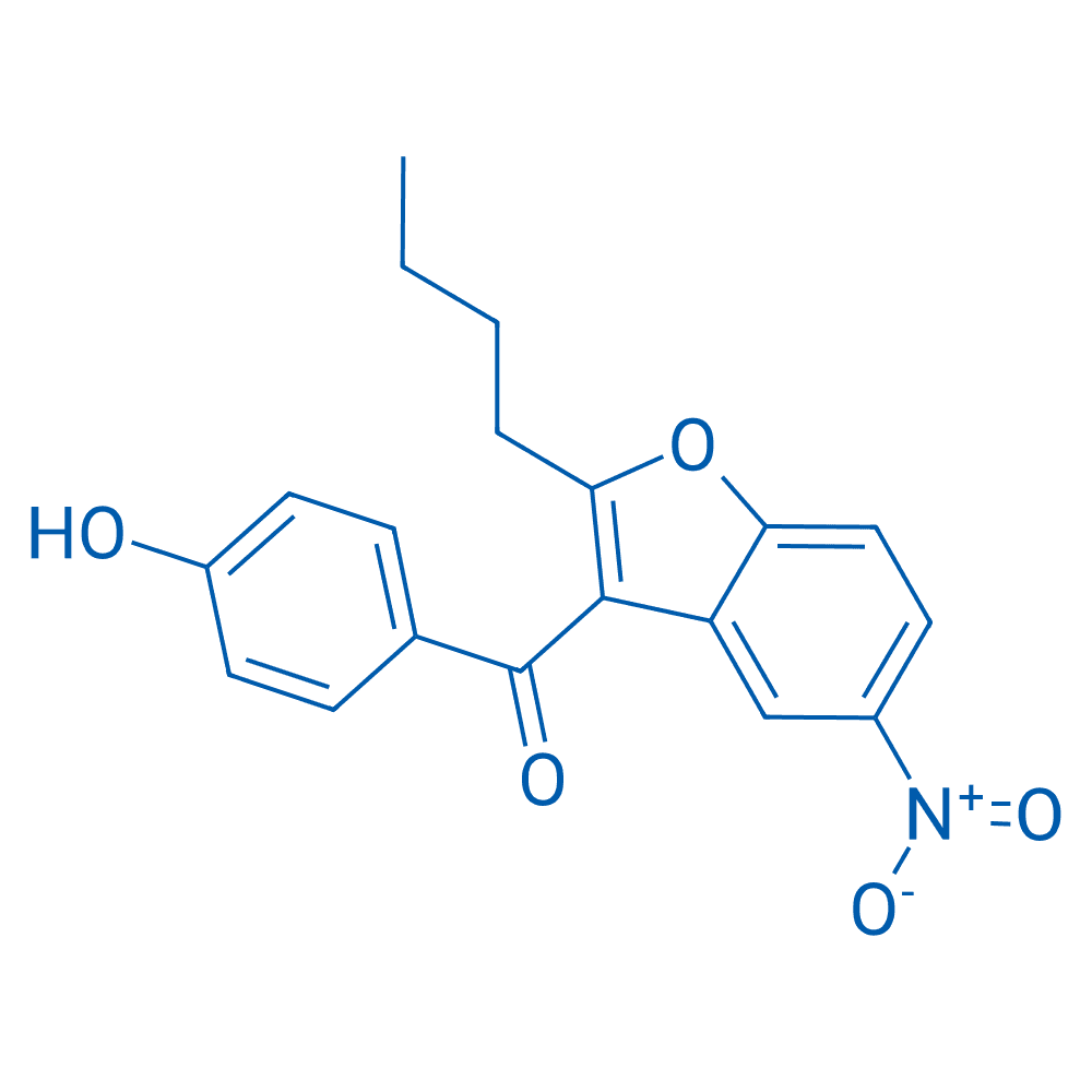 2-丁基-3-(4-羟基苯甲酰基)-5-硝基苯并呋喃 分子结构式