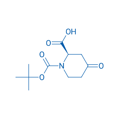 (R)-1-Boc-哌啶-4-酮-2-甲酸 分子结构式