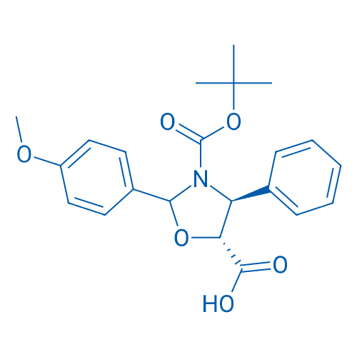 (4S,5R)-3-(叔丁氧基羰基)-2-(4-甲氧基苯基)-4-苯基恶唑烷-5-甲酸 分子结构式