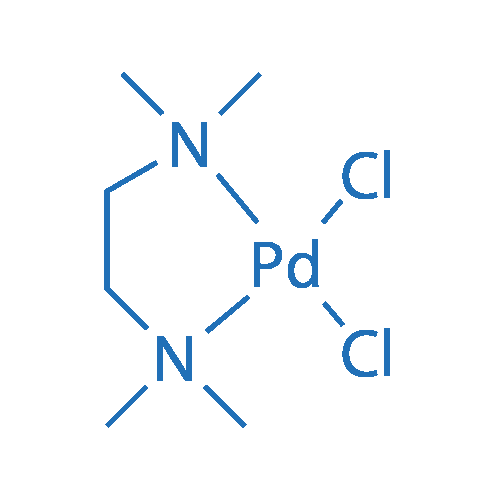 二氯(N,N,N',N'-四甲基乙二胺)钯(II) 分子结构式
