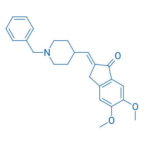 1-苄基-4-(5,6-二甲氧基-1-茚酮-2-亚甲基)哌啶 分子结构式