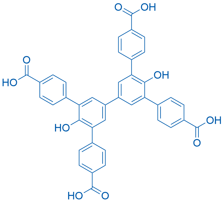 5',5''-双(4-羧基苯基)-4'',6'-二羟基-[1,1':3',1'':3'',1'''-四联苯]-4,4'''-二羧酸 分子结构式