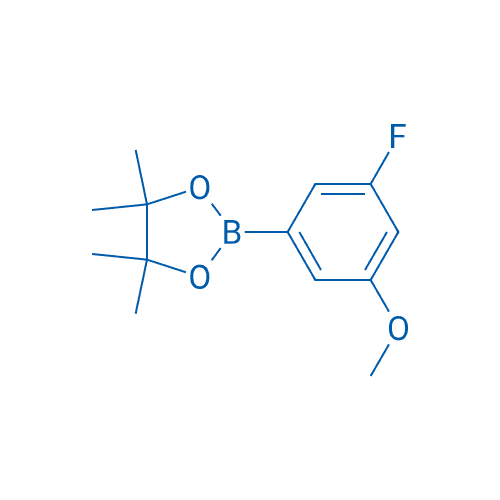 2-(3-氟-5-甲氧基苯基)-4,4,5,5-四甲基-1,3,2-二氧硼杂环戊烷 分子结构式
