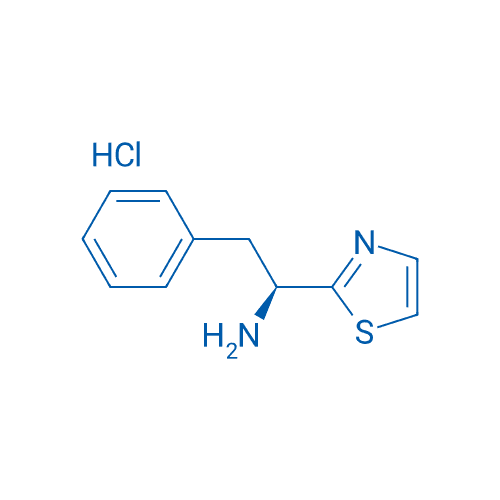 (S)-2-苯基-1-(噻唑-2-基)乙胺盐酸盐 分子结构式