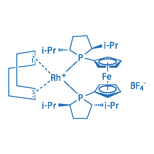 1,1-双((2R,5R)-2,5-二-异丙基磷杂环戊烷)二茂铁(环辛二烯)铑(I) 分子结构式