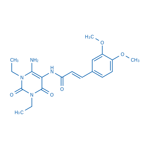 (E)-N-(6-氨基-1,3-二乙基-2,4-二氧代-1,2,3,4-四氢嘧啶-5-基)-3-(3,4-二甲氧基苯基)丙烯酰胺 分子结构式