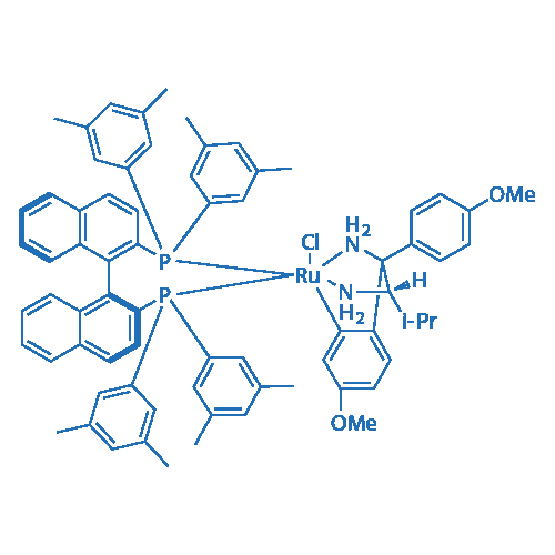 氯{(S)-(-)-2,2'-双[二(3,5-二甲苯基)膦基]-1,1'- 联萘}[(2S)-(+)-1-(4-甲氧基苯基)-1(4-甲氧基苯基-kC)-3-甲基-1,2-丁二胺]钌(II) 分子结构式