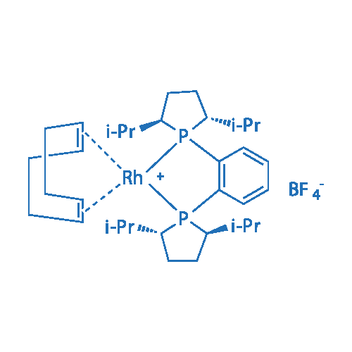 (+)-1,2-双((2R,5R)-2,5-二异丙基磷杂环戊烷基)苯)1,5-环辛二烯)铑(I) 四氟硼酸盐 分子结构式