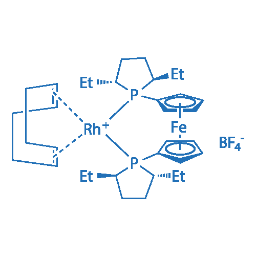 1,1-双((2R,5R)-2,5-二乙基磷杂环戊烷)二茂铁(环辛二烯)铑(I) 分子结构式