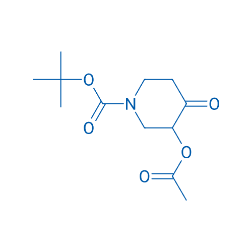 3-乙酰氧基-4-氧代哌啶-1-羧酸叔丁酯 分子结构式