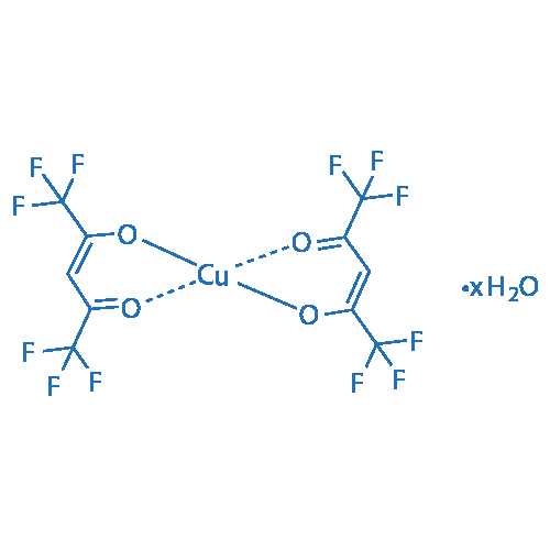双(六氟乙酰丙酮)合铜(II)x水合物 分子结构式
